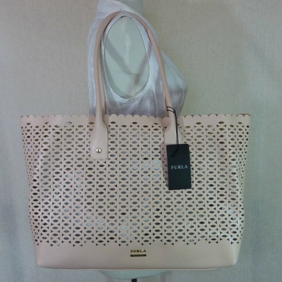 Furla Pink Perforated EW Melissa Tote